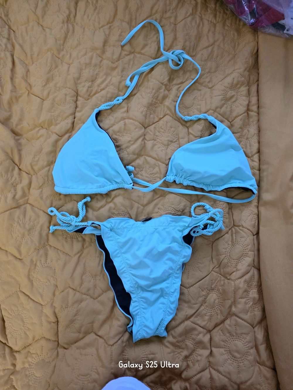 Kendall & Kylie Bright Aqua Blue String Triangle Bikini